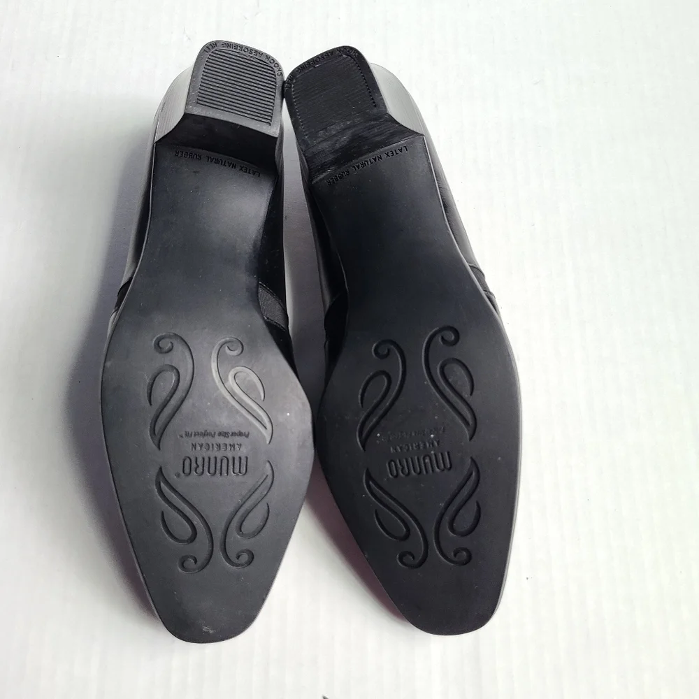 MUNRO american black Elastic leather pumps heels